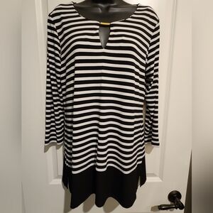 Calvin Klein Black and White Striped Women's Tunic. Size Med